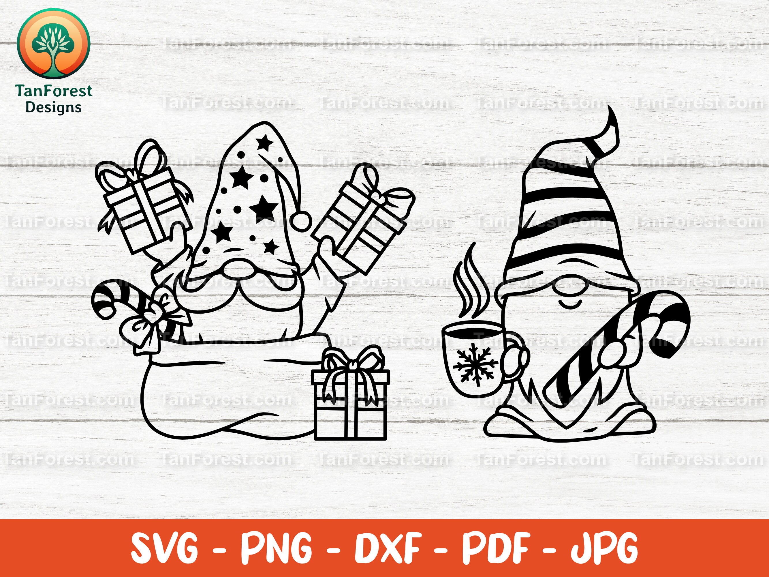 Christmas Gnomes SVG Bundle Outline. Holiday Gnome Svg. Gnome Clipart ...