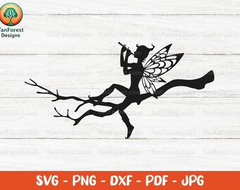 Hada en la rama SVG, Pixie Clipart para Cricut