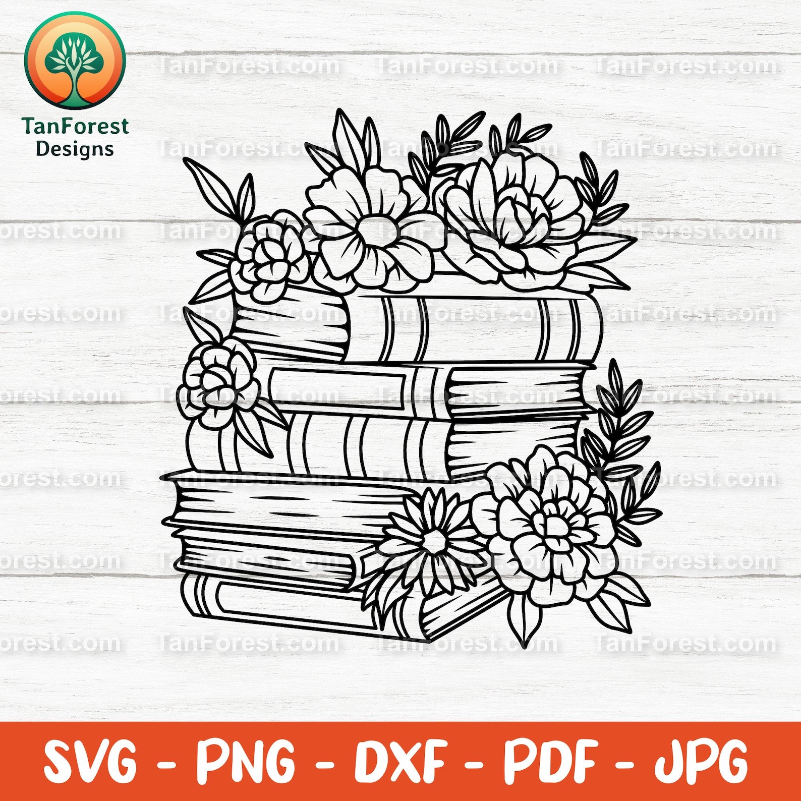 Books and Flowers SVG, Floral Book Stack PNG, Reading Lover Gift ...