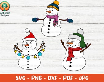 Paquete SVG de muñeco de nieve, clipart de vacaciones de invierno (descarga digital)