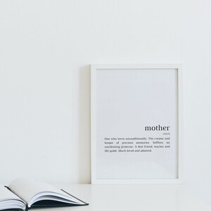 Mother Definition Print, Gift for Mother, Mother&#39;s Day Gift, Mother Print, Gift for Mum, Gift for Mom, Minimalist print