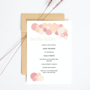 Pink peach baby shower invite, baby shower invitation, digital print baby shower invitation, pink baby shower, peach baby shower