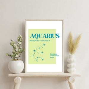 Aquarius Print, Gift for Aquarius, Digital Download, Aquarius Zodiac Print