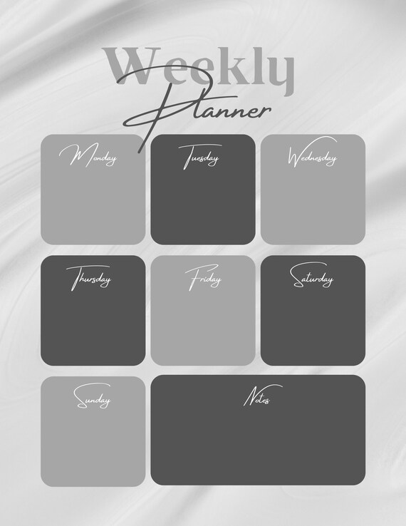 Weekly Planner Printable Landscape Minimalist Weekly Etsy