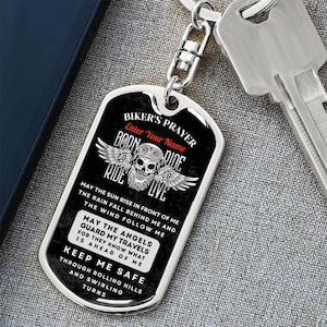 Porte-clés personnalisé prière du motard | Cadeau pour motard | Cadeau d&#39;anniversaire de motard, Saint-Valentin