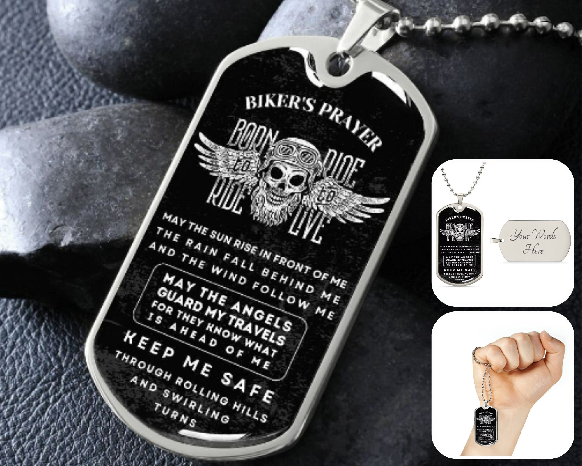 Dog Tags Custom Pet ID Tag - Red Motorcycle Design For Dogs & Cats