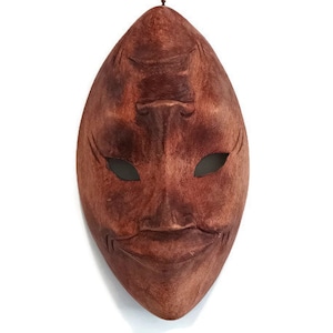 Handmade Vintage Wooden Face Mask Happy/Sad