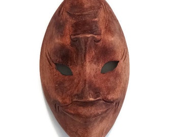 Handmade Vintage Wooden Face Mask Happy/Sad