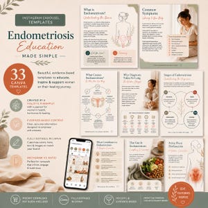 CanvaEndometriose-Vorlagen | Instagram Post Bundle | Frauengesundheit, Fruchtbarkeit, Beckenboden, Hormone | 33 bearbeitbare Vorlagen | Wohlfühlen
