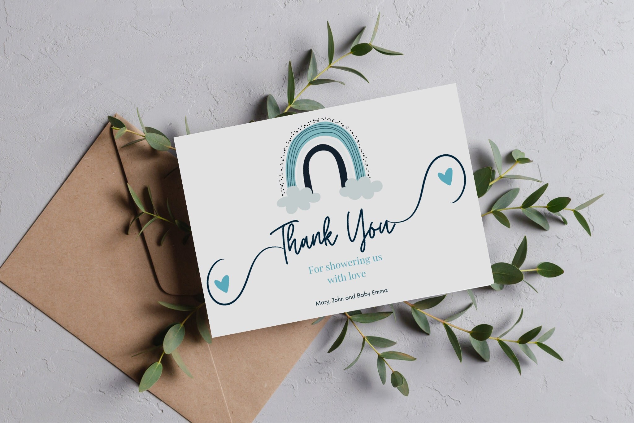 Editable Baby Shower Thank You Card Baby Shower Template Etsy México
