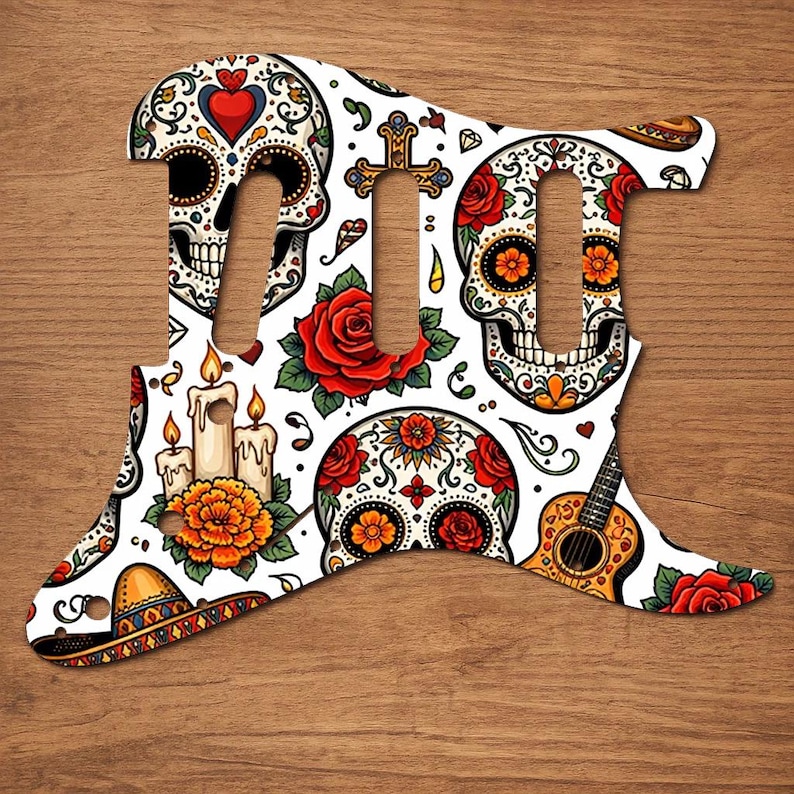 Golpeador de Stratocaster USA/México con gráficos impresos en UV 6