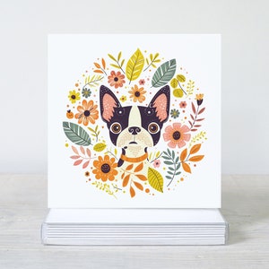 Boston Terrier Volkskunstkarten, Boston Terrier Geschenke, Boston Terrier, Box-Kartenset, süße Hundekarten, 10-Karten-Boxset, innen leer