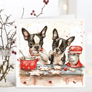 Boston Terrier backen, Weihnachtskarten, Hundeliebhaber, Boston Terrier Urlaub, Weihnachtskartenset, süße Hundeweihnachtskarten, 10er-Pack