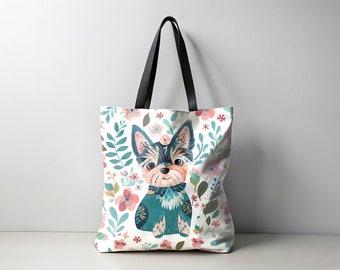 Borsa tote Boho Yorkie, borsa tote mamma cane, regali Yorkie Terrier, borsa da viaggio per cani, mamma Yorkie