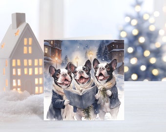 Boston Terriers Carolers Weihnachtskarten, verpackter Weihnachtskarten-Set, niedliche Hundeweihnachtskarten, 10er-Packung