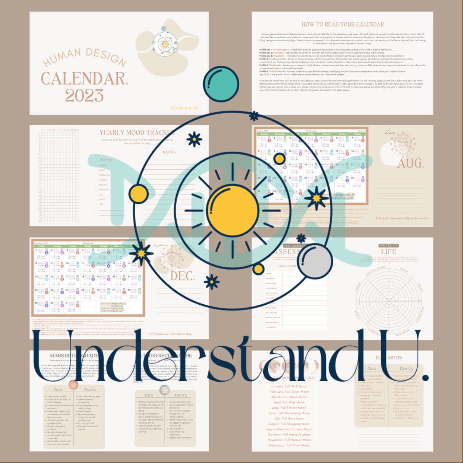 Personalized Human Design Calendar 2023 W/ Yearly Astrology Etsy