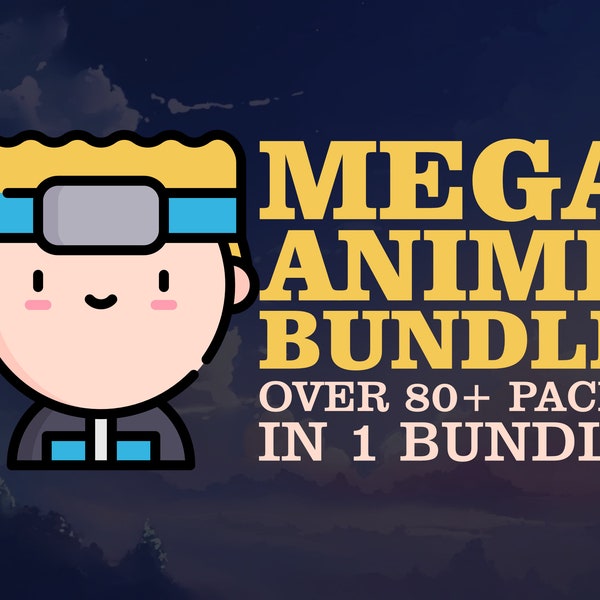 MEGA Anime Bundle - Anime Vector Art, Anime Vector, Anime Clipart, Print on Demand Designs - Read Description