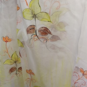 Hand painted dupatta, fabric painted dupatta, ethnic wear, dupatta with kurti, indian wear, yellow flowers dupatta