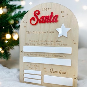 Weihnachtswunschliste Brett mit Stift, Weihnachten Wiederverwendbare Holz Fotorequisite, Heiligabend Tradition, Brief an Santa Board, Benutzerdefinierte Liebes Santa Zeichen