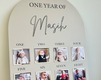 One Year of Baby Board, Acrylic Milestone Board, My First Year Sign, 1st Birthday Keepsake, Monthly Milestone Sign, First Birthday Decor