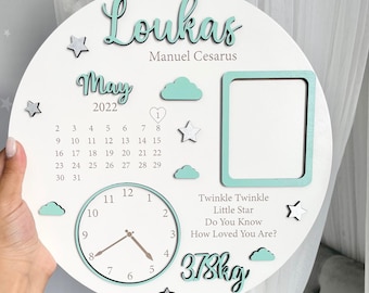 Baby Photo Keepsake Gift, Baby Birth Announcement, Newborn Gift, Personalised Newborn Frame, Birth Announcement Plaque, Babyshower Gifts