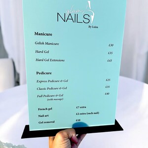 Custom Acrylic Price List Sign, Modern Salon Display Sign, Display Custom Business Sign Acrylic, Personalised Treatment Board, Salon Signage