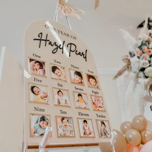 One Year of Baby Board, Acrylic Milestone Board, Milestone Board, My First Year Sign, 1st Birthday Decorations, Monthly Milestone Board