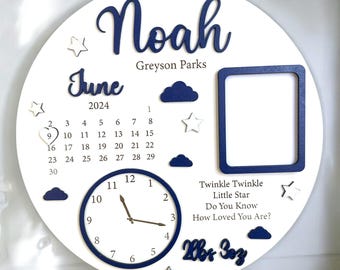 Baby Photo Keepsake Gift, Baby Birth Announcement, Newborn Gift, Personalised Newborn Frame, Birth Announcement Plaque, Babyshower Gifts