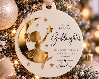 Goddaughter Christmas Bauble, Personalised Goddaughter Gift, Christmas Ornament for Goddaughter, Custom Name Keepsake