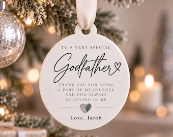 Personalised Godfather Christmas Bauble, Godfather Gift from Godchild, Custom Christmas Ornament, Thank You Godfather Keepsake