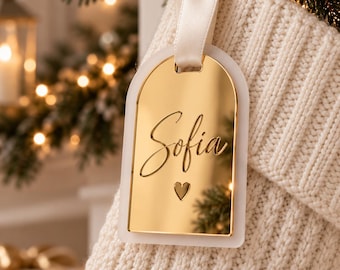 Personalised Stocking Name Tag, Acrylic Christmas Stocking Tag, Custom Name Ornament, Personalised Stocking Decoration, Family Christmas