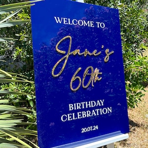 Acrylic Birthday Welcome Sign, Perspex Happy Birthday Sign, Bday Party Decor, Custom Welcome Board, 16th 18th 20th 21st 30th 40th 50th 60th