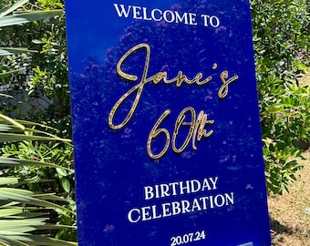 Personalised Birthday Welcome Sign, Acrylic Party Entrance Sign, Custom Milestone Birthday Board, 18th 21st 30th 40th 50th 60th Decor