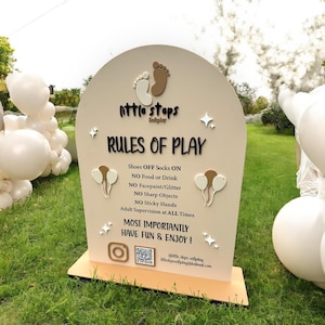 Custom Perspex Soft Play Rules Sign, Logo Play Rules Sign, Business Information Frame, Acrylic Business Display Board, Bounce House