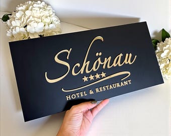 Custom Logo Business Sign | 3D Acrylic Wall Signage | Rectangle Logo Sign | Hotel | Restaurant, Office, Clinic, Apartment, Nail Salon