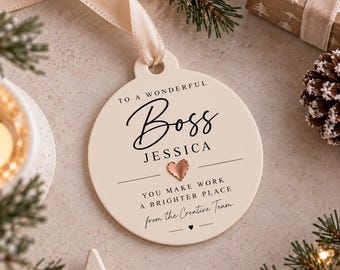 Personalised Boss Christmas Bauble, Boss Christmas Gift, Thank You Boss Gift, Custom Boss Ornament, Gift From Team