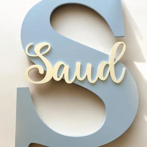 Custom Initial and Name Sign, Wooden Wall Name Plaque, Letter Sign for ...