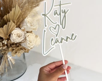 Personalised Acrylic Wedding Cake Topper, Double Layered Perspex Cake Decoration, Custom Couples Name Wedding Decor, Reception Signs