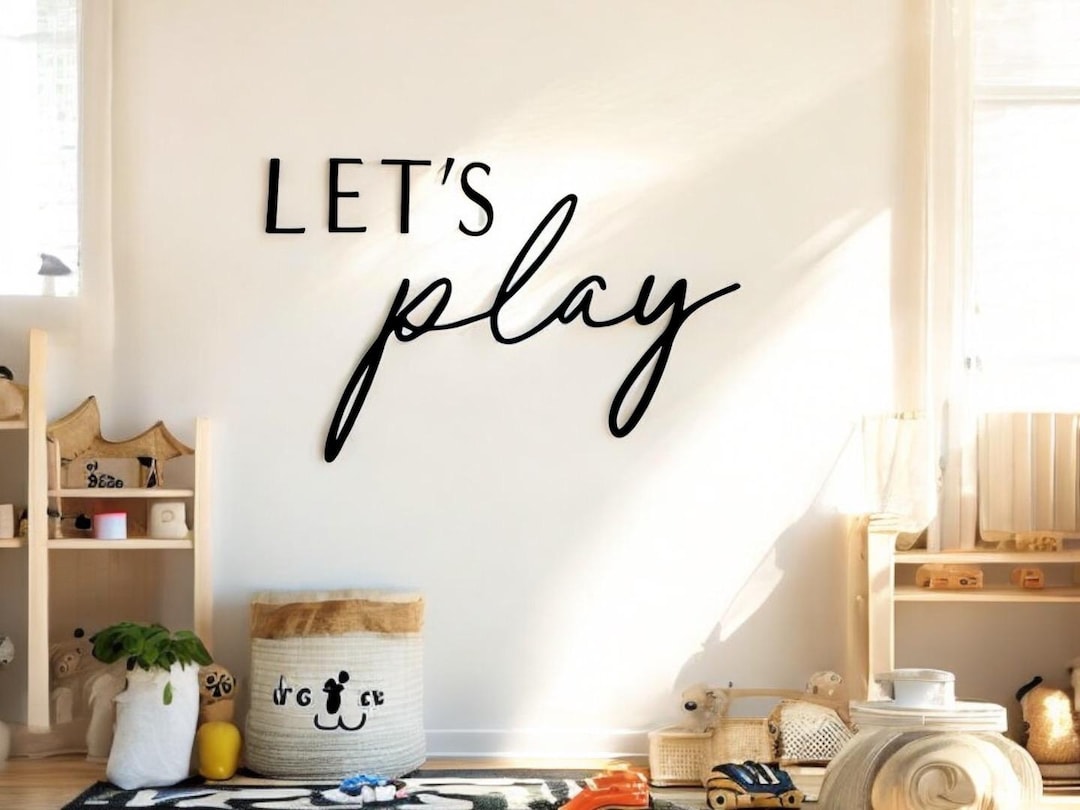 Let's Play Wall Sign, Playroom Sign, Wooden Nursery Plaque, Nursery/playroom Decoration, Wall ...