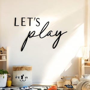 Let&#39;s Play Wall Sign, Playroom Sign, Wooden Nursery Plaque, Nursery/Playroom Decoration, Wall Art for Kids Room, Childrens Room Decor