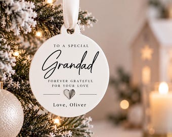 Personalised Grandad Christmas Bauble, Gift from Grandchildren, Custom Grandpa Ornament, Christmas Gift for Grandfather, Grandad Keepsake