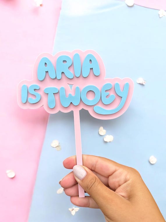 Bluey Cake Topper, Custom Bluey Inspired Double Layered Acrylic Cake topper, Personalised Kids Party Decor, Toddler Birthday Decorations