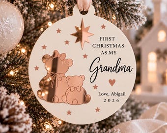 First Christmas as My Grandma Bauble, Personalised Grandma Christmas Gift, New Grandma Ornament, Baby to Grandma Keepsake 2026