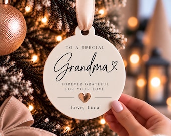 Personalised Grandma Christmas Bauble, Gift from Grandchild, Custom Nanny Ornament, Christmas Gift for Nan, Keepsake for Grandparents