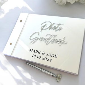 Acrylic Photo Guestbook and Crystal Pen, Acrylic Polaroid Guestbook, Alternative Guest Book, Modern Wedding Decor Guest Book, Wedding Gift