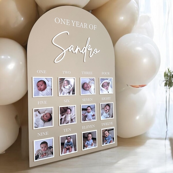 1st Birthday Photo Board, First Birthday Milestone Plaque, My First Year Sign, Baby 12 Months Board, Kids Bday Decor, 1st Bday Decorations