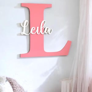 Custom Initial and Name Sign, Wooden Wall Name Plaque, Letter Sign for Door, Modern Nursery Decor, Large Personalised Letter, Kids Room