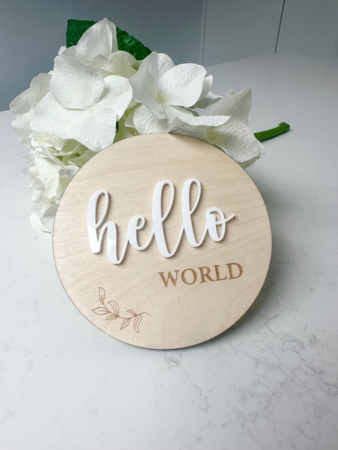 Hello World Wooden Birth Announcement Disc, Welcome to the World Sign ...