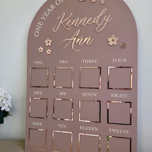 Custom First Birthday Photo Board, One Year of Photos Milestone Board, Personalised Baby Photo Board, Flower Theme Birthday Sign