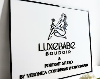 Aangepast 3D acryl logobord voor deur of muur, modern salonbord, vierkante bedrijfsborden, bedrijfsdeurplaquette, sparuimte, kliniek, kantoor
